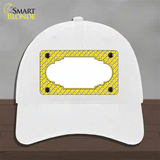 Yellow White Quatrefoil Center Scallop Novelty License Plate Hat Unconstructed Cotton / White