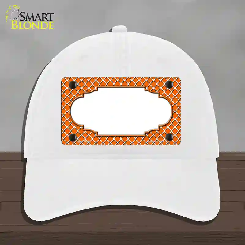 Orange White Quatrefoil Center Scallop Novelty License Plate Hat Unconstructed Cotton / White
