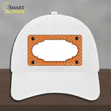 Orange White Quatrefoil Center Scallop Novelty License Plate Hat Unconstructed Cotton / White