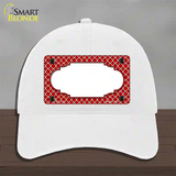 Red White Quatrefoil Center Scallop Novelty License Plate Hat Unconstructed Cotton / White