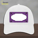 Purple White Quatrefoil Center Scallop Novelty License Plate Hat Unconstructed Cotton / White