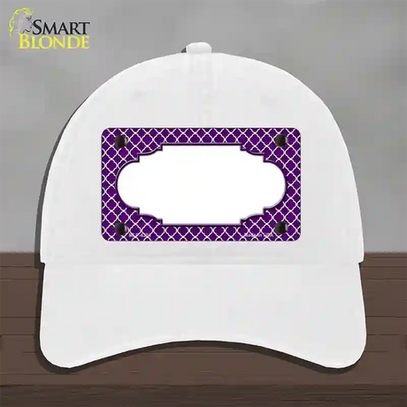 Purple White Quatrefoil Center Scallop Novelty License Plate Hat Unconstructed Cotton / White