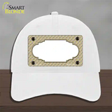 Gold White Quatrefoil Center Scallop Novelty License Plate Hat Unconstructed Cotton / White