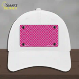 Pink White Quatrefoil Novelty License Plate Hat Unconstructed Cotton / White