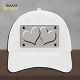 Grey White Quatrefoil Grey Center Hearts Novelty License Plate Hat Unconstructed Cotton / White