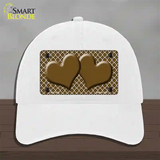 Brown White Quatrefoil Brown Center Hearts Novelty License Plate Hat Unconstructed Cotton / White