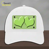 Lime Green White Quatrefoil Lime Green Center Hearts Novelty License Plate Hat Unconstructed Cotton / White