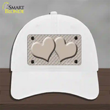 Tan White Quatrefoil Tan Center Hearts Novelty License Plate Hat Unconstructed Cotton / White