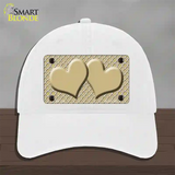 Gold White Quatrefoil Gold Center Hearts Novelty License Plate Hat Unconstructed Cotton / White