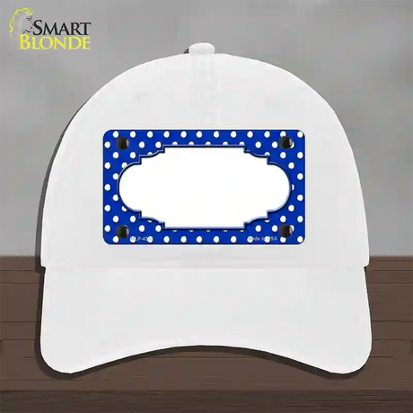 Scallop Blue White Polka Dot Novelty License Plate Hat Unconstructed Cotton / White