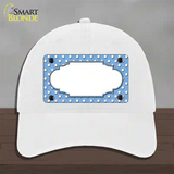 Scallop Light Blue White Polka Dot Novelty License Plate Hat Unconstructed Cotton / White
