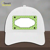 Scallop Lime Green White Polka Dot Novelty License Plate Hat Unconstructed Cotton / White