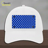 Blue Polka Dot Novelty License Plate Hat Unconstructed Cotton / White