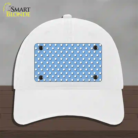 Light Blue Polka Dot Novelty License Plate Hat Unconstructed Cotton / White