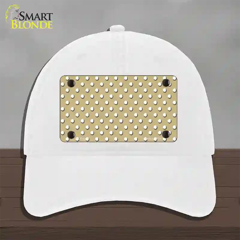 Gold Polka Dot Novelty License Plate Hat Unconstructed Cotton / White