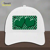 Green White Polka Dot Center Hearts Novelty License Plate Hat Unconstructed Cotton / White