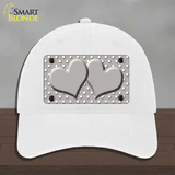 Grey White Polka Dot Center Hearts Novelty License Plate Hat Unconstructed Cotton / White