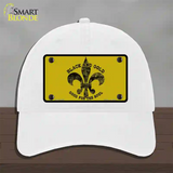 Saints Fleur De Lis Gold Novelty License Plate Hat Unconstructed Cotton / White