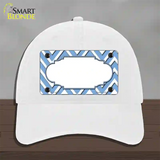 Light Blue White Large Chevron Center Scallop Novelty License Plate Hat Unconstructed Cotton / White