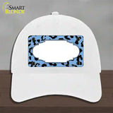 Light Blue Black Cheetah Scallop Novelty License Plate Hat Unconstructed Cotton / White