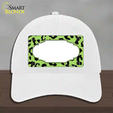 Lime Green Black Cheetah Scallop Novelty License Plate Hat Unconstructed Cotton / White