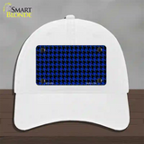 Blue Black Houndstooth Novelty License Plate Hat Unconstructed Cotton / White