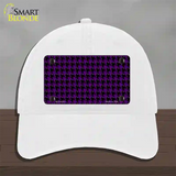 Purple Black Houndstooth Novelty License Plate Hat Unconstructed Cotton / White