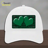 Green Black Houndstooth Green Center Hearts Novelty License Plate Hat Unconstructed Cotton / White