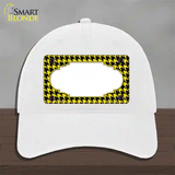 Yellow Black Houndstooth Scallop Center Novelty License Plate Hat Unconstructed Cotton / White