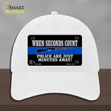 Police Are Just Minutes Away Novelty License Plate Hat Unconstructed Cotton / White