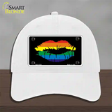 Lips Novelty License Plate Hat Unconstructed Cotton White
