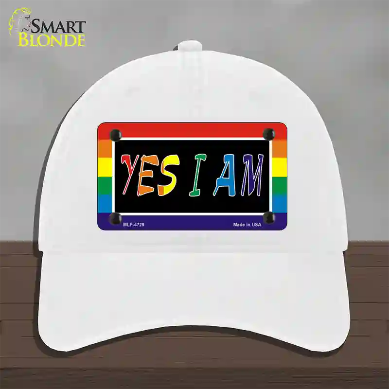 Yes I Am Novelty License Plate Hat Unconstructed Cotton White