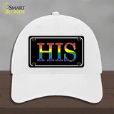 His Rainbow Novelty License Plate Hat Unconstructed Cotton White