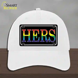 Hers Rainbow Novelty License Plate Hat Unconstructed Cotton White