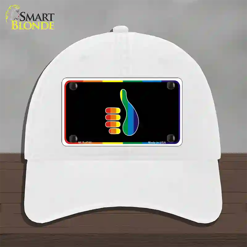 Thumbs Up Novelty License Plate Hat Unconstructed Cotton White