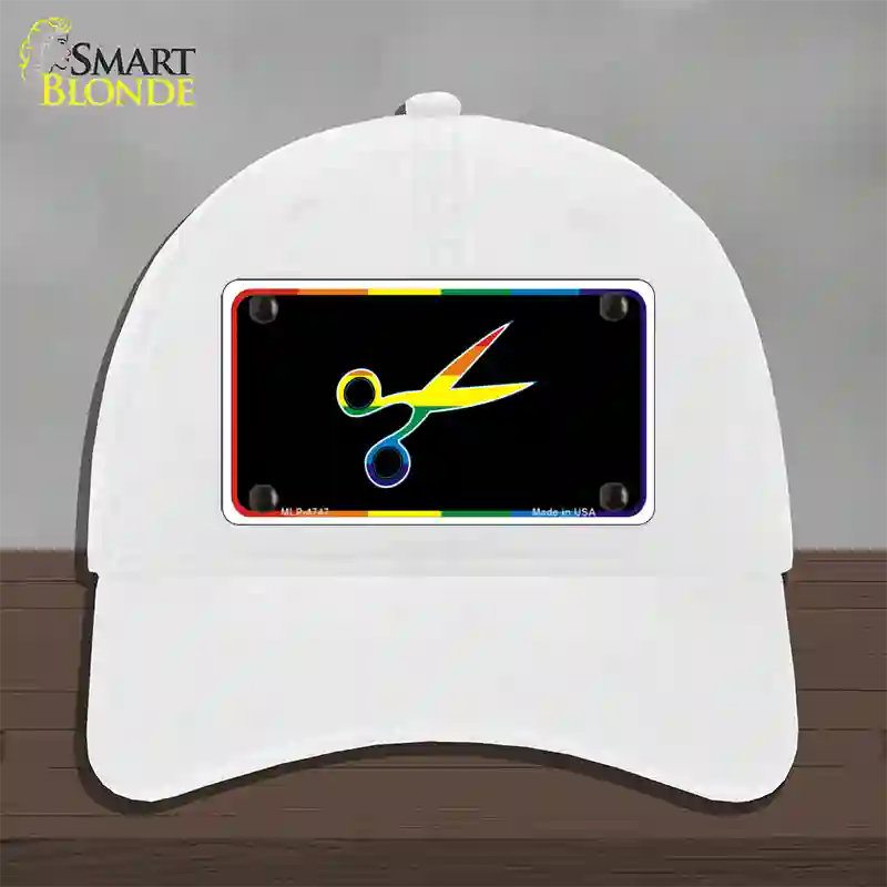 Scissors Novelty License Plate Hat Unconstructed Cotton White