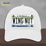 Wing Nut Michigan State Novelty License Plate Hat Unconstructed Cotton / White