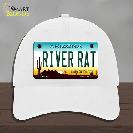 River Rat Arizona Novelty License Plate Hat Unconstructed Cotton / White