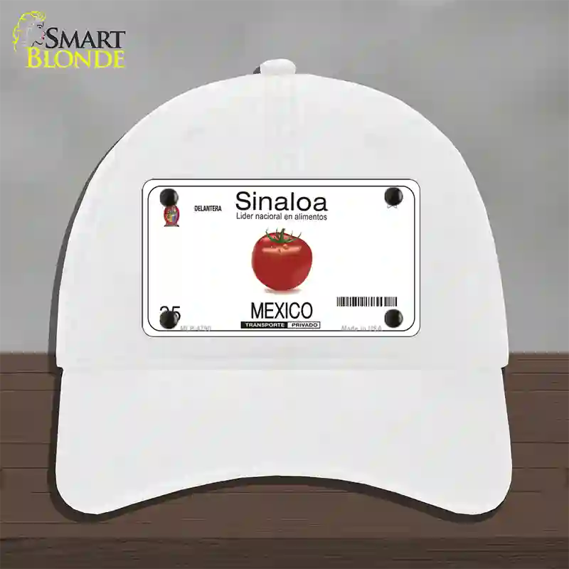 Sinaloa Mexico Novelty License Plate Hat Unconstructed Cotton / White