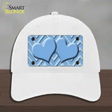 Light Blue Lighter Blue Heart Large Chevron Novelty License Plate Hat Unconstructed Cotton / White