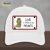Love In Our Hearts Frog Novelty License Plate Hat Unconstructed Cotton / White