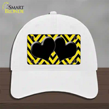 Yellow Black Chevon Hearts Novelty License Plate Hat Unconstructed Cotton / White
