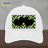 Lime Green Black Chevon Hearts Novelty License Plate Hat Unconstructed Cotton / White