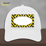 Yellow Black Chevron Scallop Novelty License Plate Hat Unconstructed Cotton / White