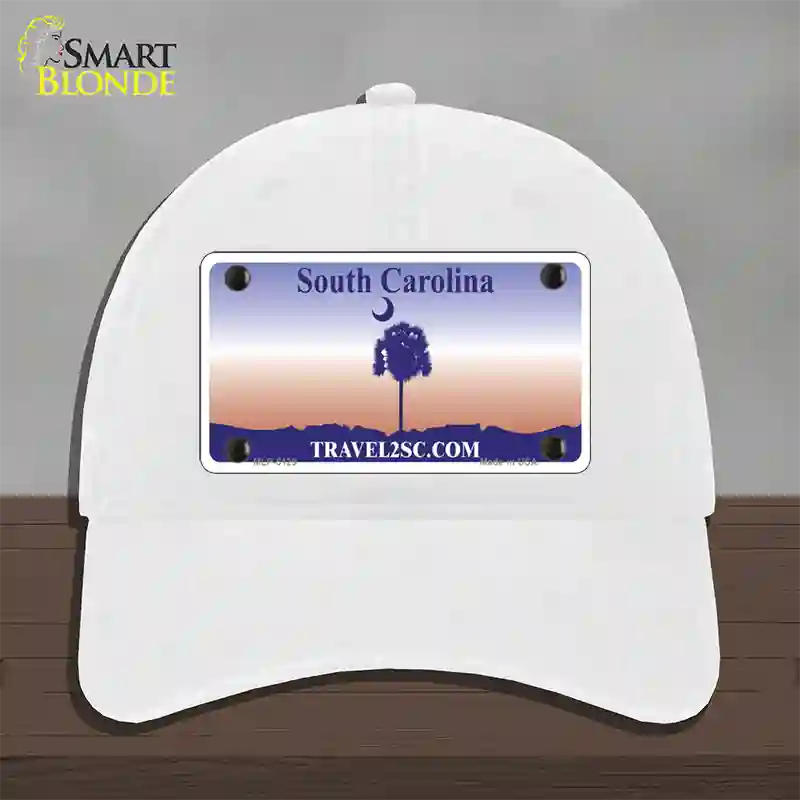 South Carolina Blank Novelty License Plate Hat Unconstructed Cotton / White