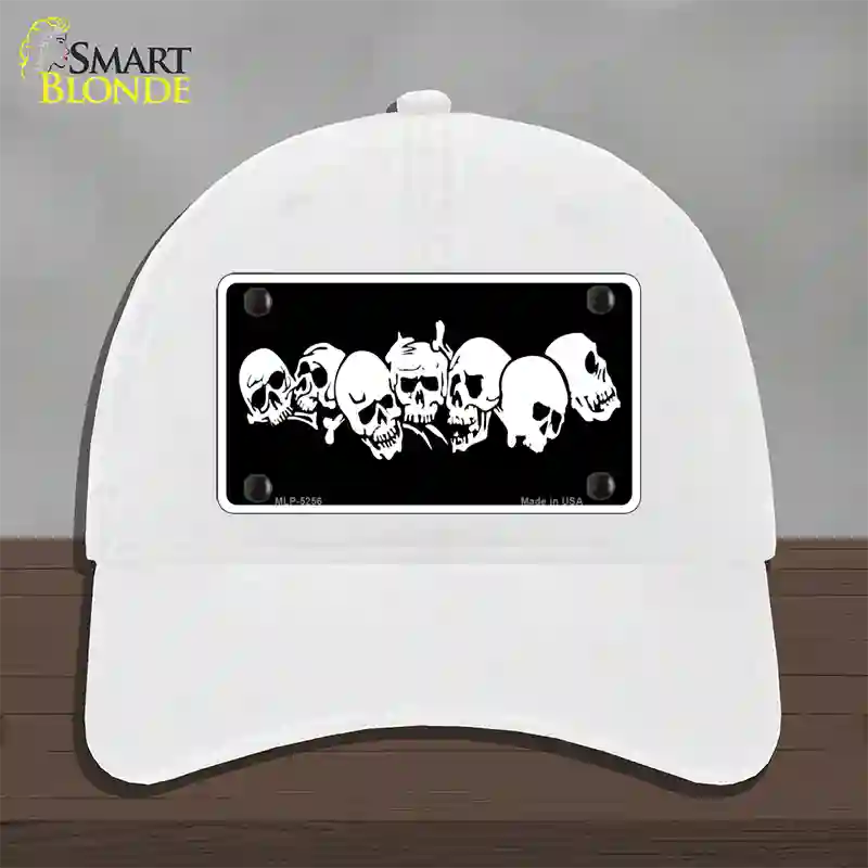 Skulls Novelty License Plate Hat Unconstructed Cotton / White
