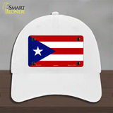 Puerto Rico Flag Novelty License Plate Hat Unconstructed Cotton / White