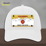 Denver Fire Fighter Novelty License Plate Hat Unconstructed Cotton / White