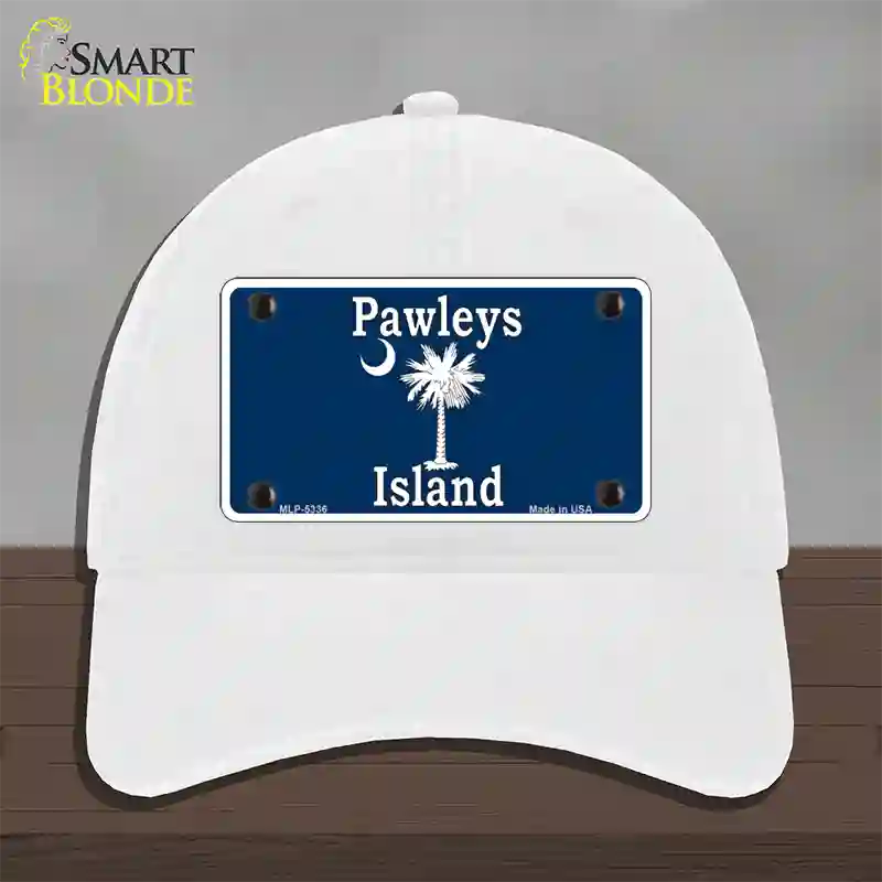 Pawleys Island Blue Novelty License Plate Hat Unconstructed Cotton / White