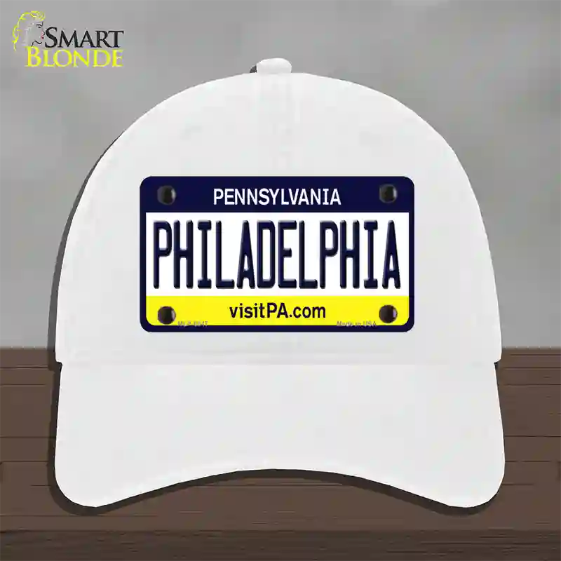 Philadelphia Pennsylvania State Novelty License Plate Hat Unconstructed Cotton / White